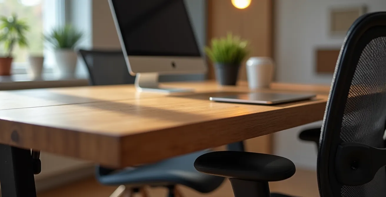 Coin bureau compact optimisé avec rangement vertical dans un petit appartement québécois
