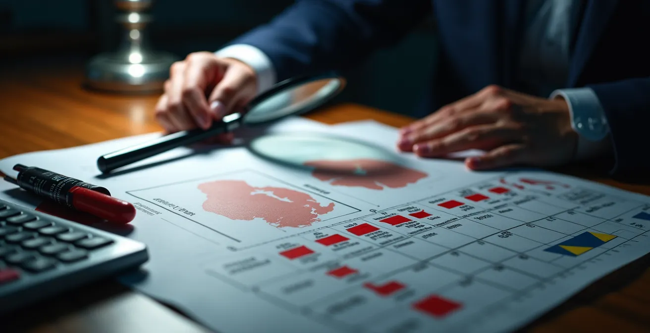 Bureau d'analyse avec documents et outils de vérification anti-fraude