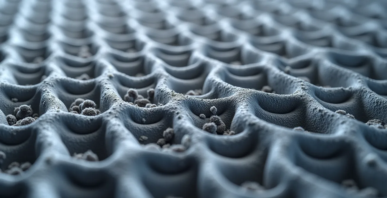 Noyau récupérateur de chaleur d'un échangeur d'air en cours de nettoyage